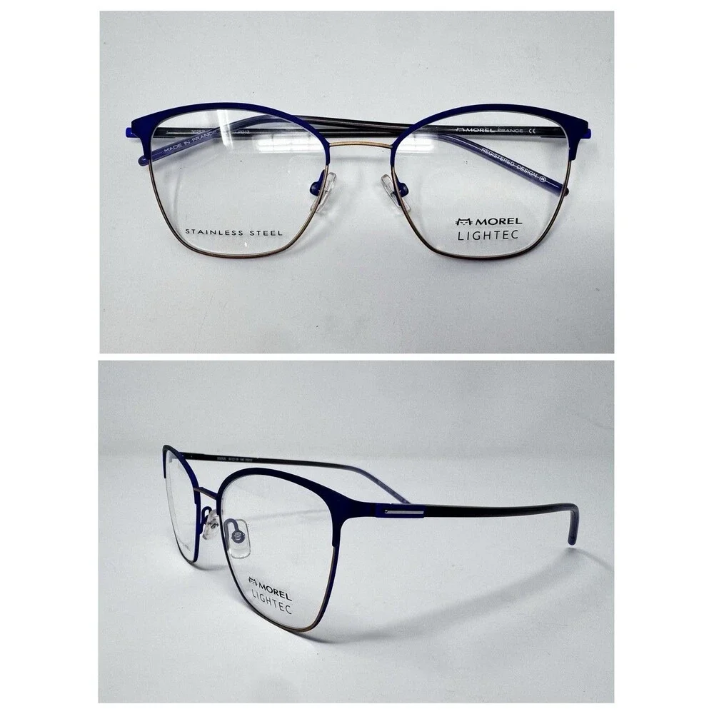 Morel Lightec 30252L 53-18-140 Eyeglass Frames Blue Bronze France